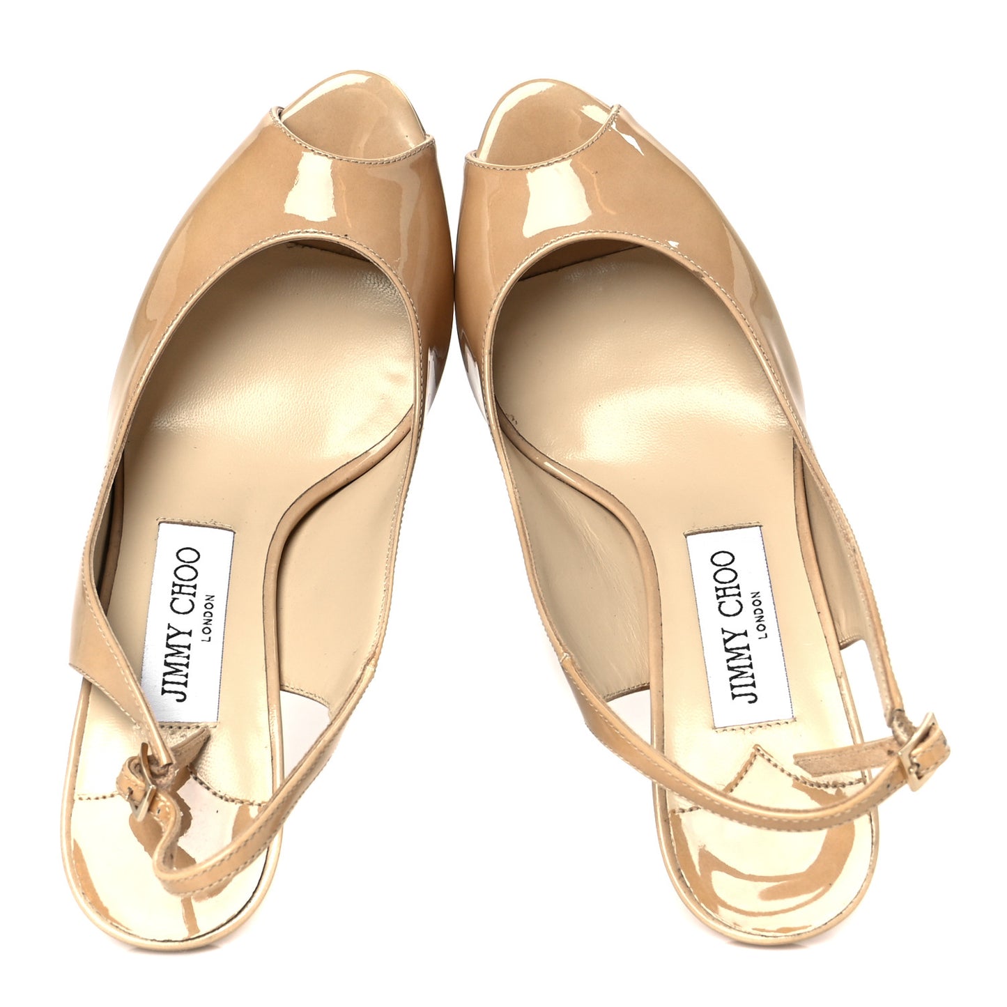 Patent Nova 100 Slingback Peep Toe Pumps 36 Beige