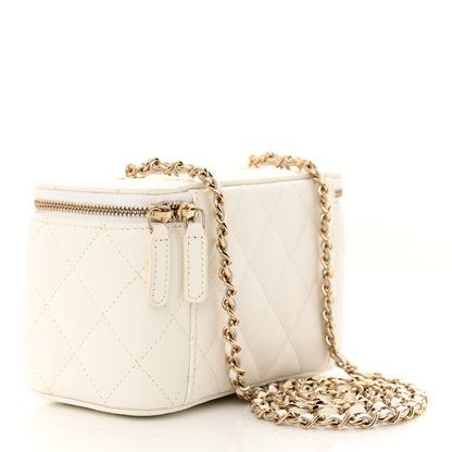 Chanel Caviar Quilted Small Vanity Case With Chain White 3 of 12