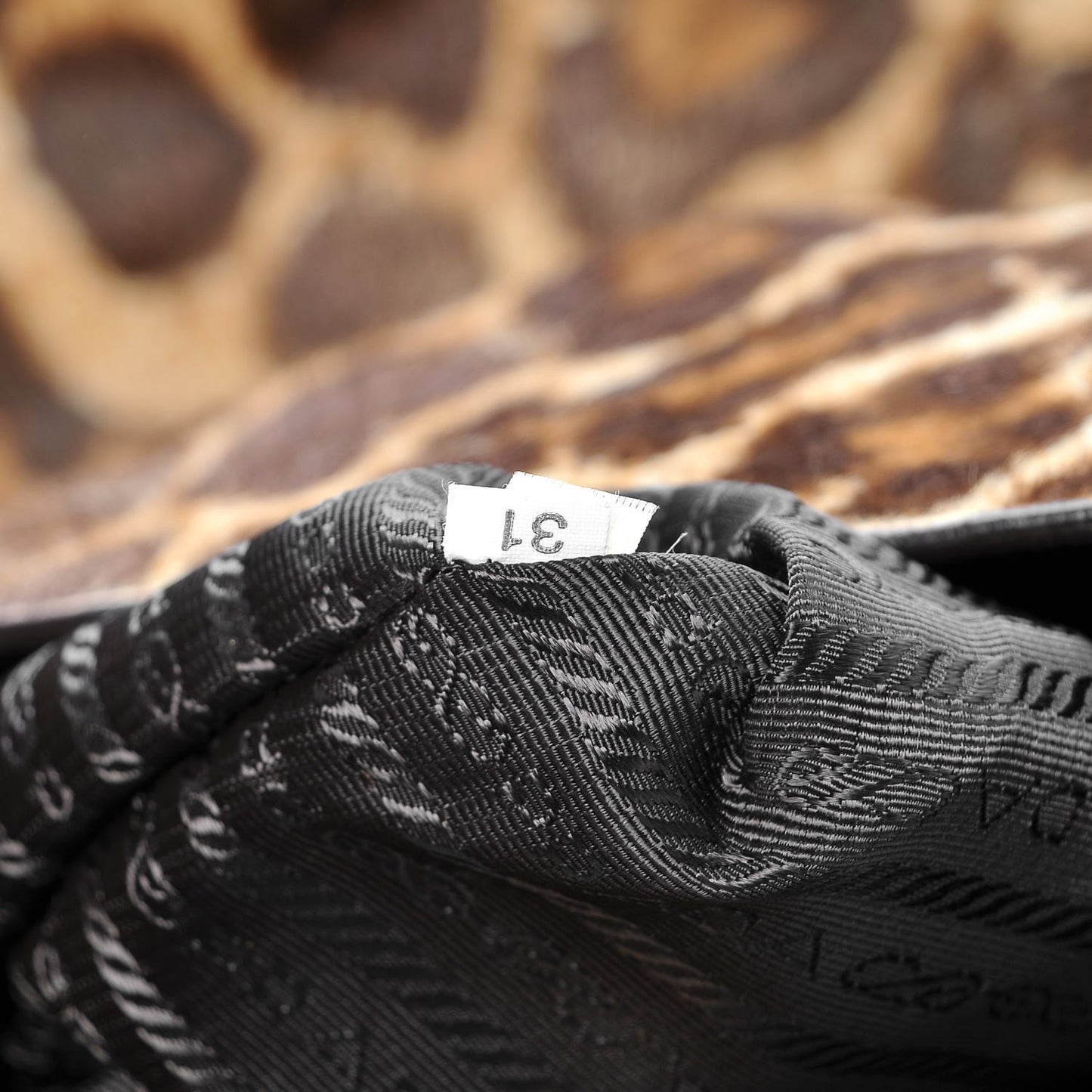Calf Hair Leopard Print Shoulder Bag Avorio