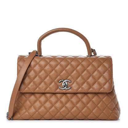 Chanel Caviar Quilted Medium Coco Handle Flap Camel 1 of 12