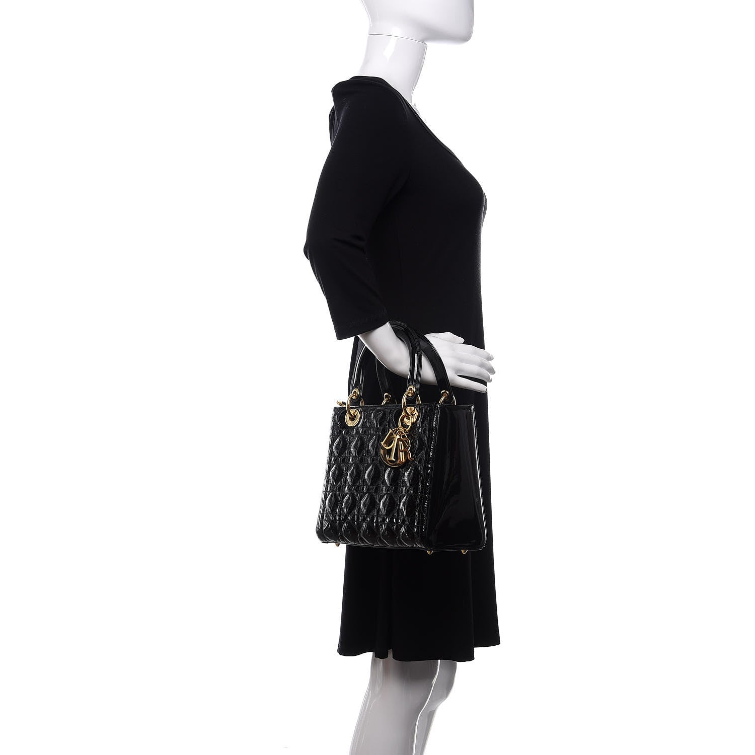Christian Dior Patent Cannage Medium Lady Dior Black 3 of 12