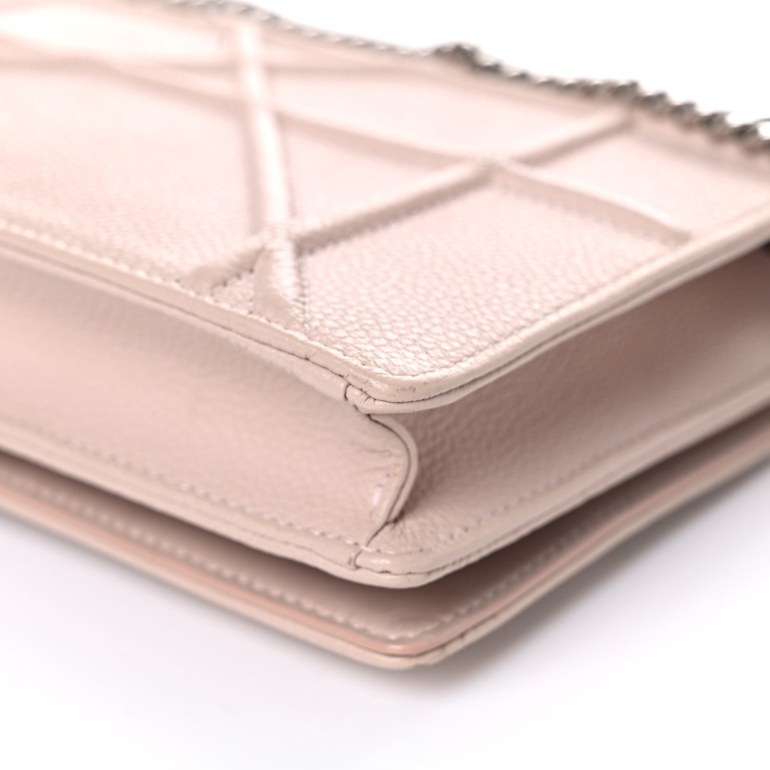 Christian Dior Grained Calfskin Diorama Wallet on Chain Pouch Rose Poudre 11 of 23