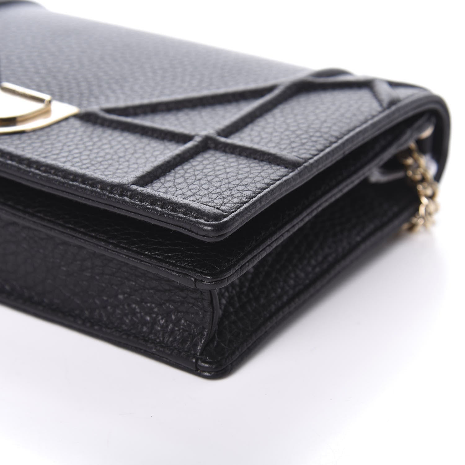Christian Dior Grained Calfskin Diorama Wallet on Chain Pouch Black 8 of 8