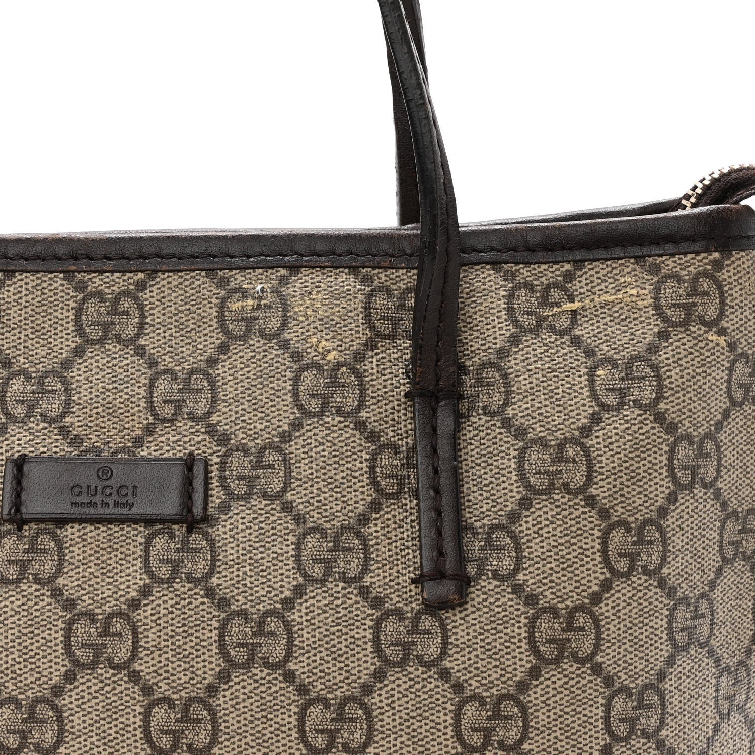 Gucci GG Supreme Monogram Small Zippered Tote Dark Brown 15 of 16