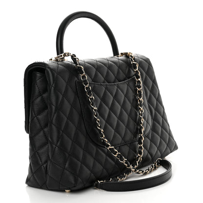 Chanel Caviar Quilted Medium Coco Handle Flap Black 3 of 10