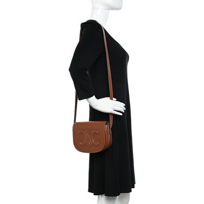 Celine Smooth Calfskin Cuir Triomphe Folco Crossbody Bag Tan 3 of 11