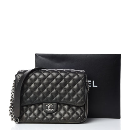 Chanel Metallic Goatskin Quilted Medium Rock In Rome Flap Charcoal 13 of 13