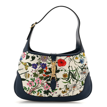 Gucci Canvas Flora Medium Jackie Hobo Blue Agata 1 of 10