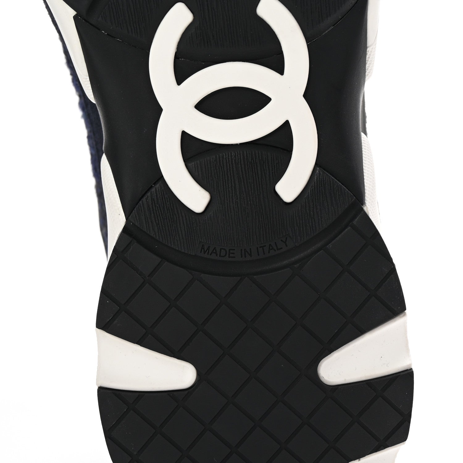 Chanel Tweed Suede Calfskin Mens CC Sneakers 43 Navy 7 of 10