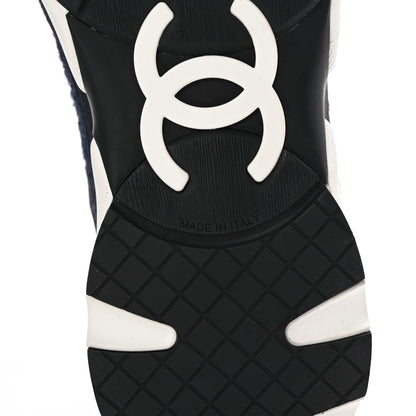 Chanel Tweed Suede Calfskin Mens CC Sneakers 43 Navy 7 of 10
