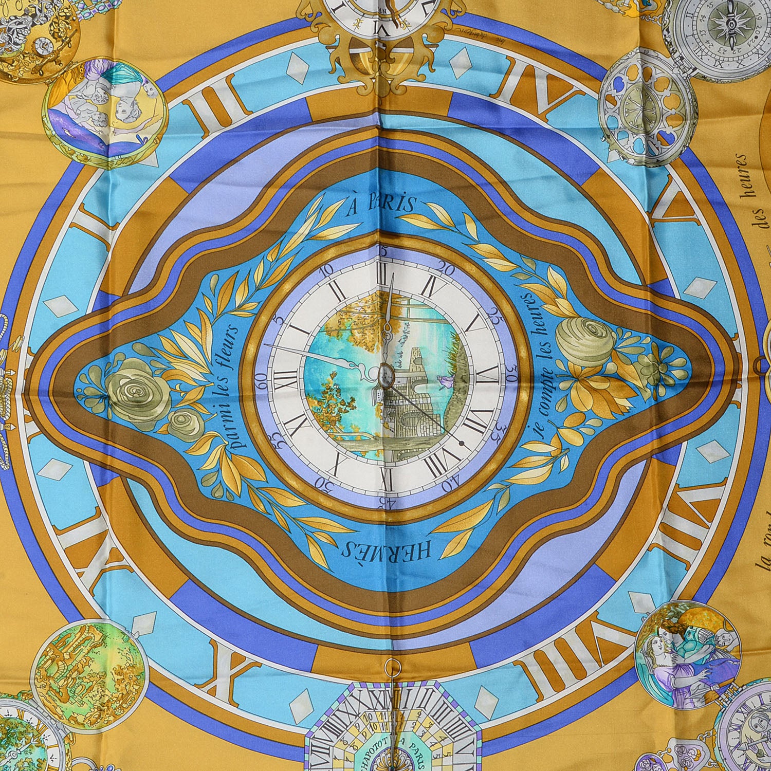 Hermes Silk La Ronde des Heures Scarf 90 1 of 5