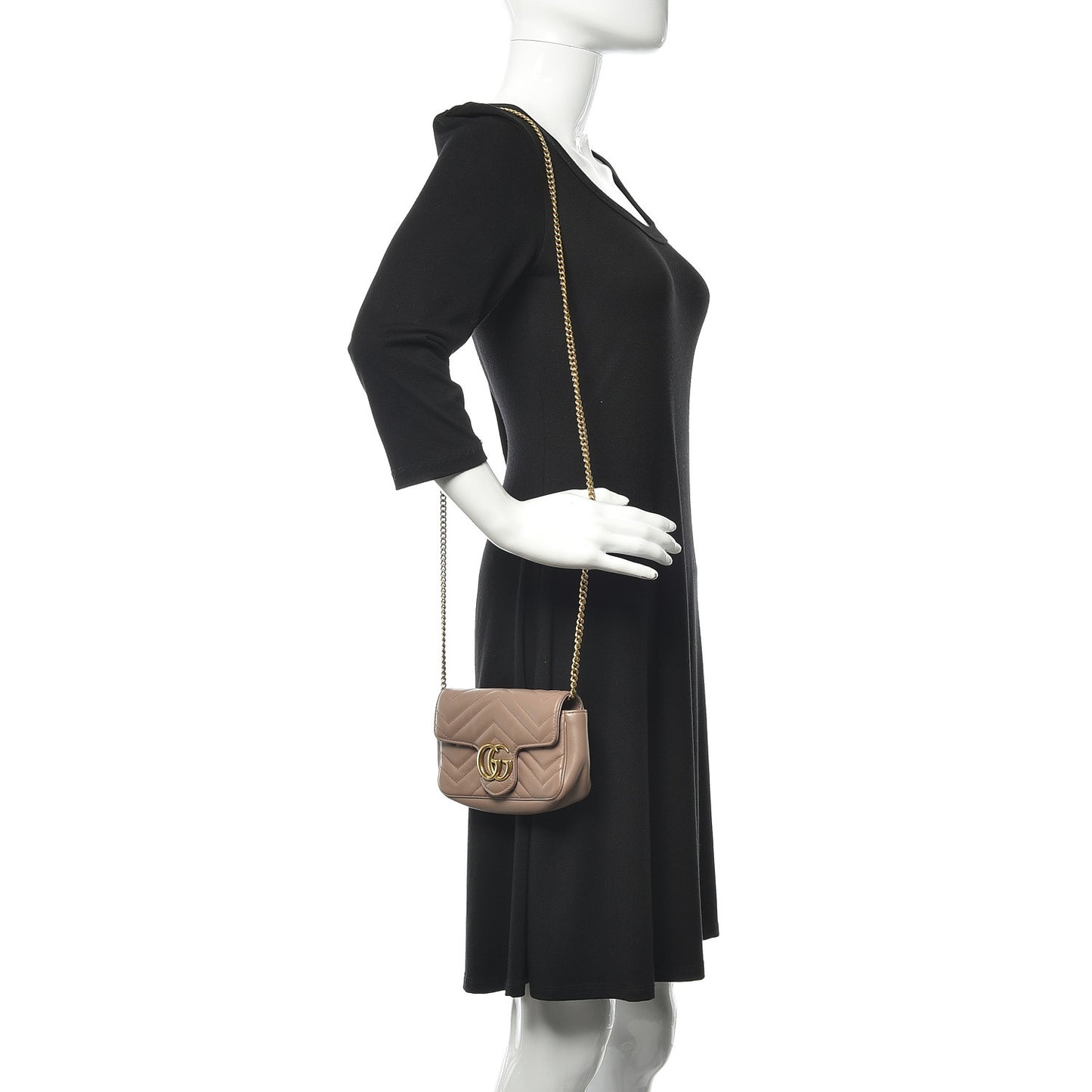 Calfskin Matelasse Super Mini GG Marmont Shoulder Bag Porcelain Rose