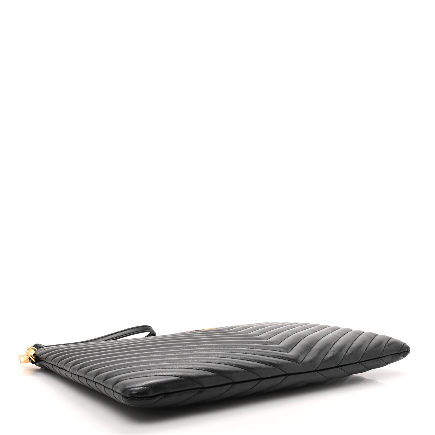 Calfskin Matelasse Chevron Monogram Document Holder Black