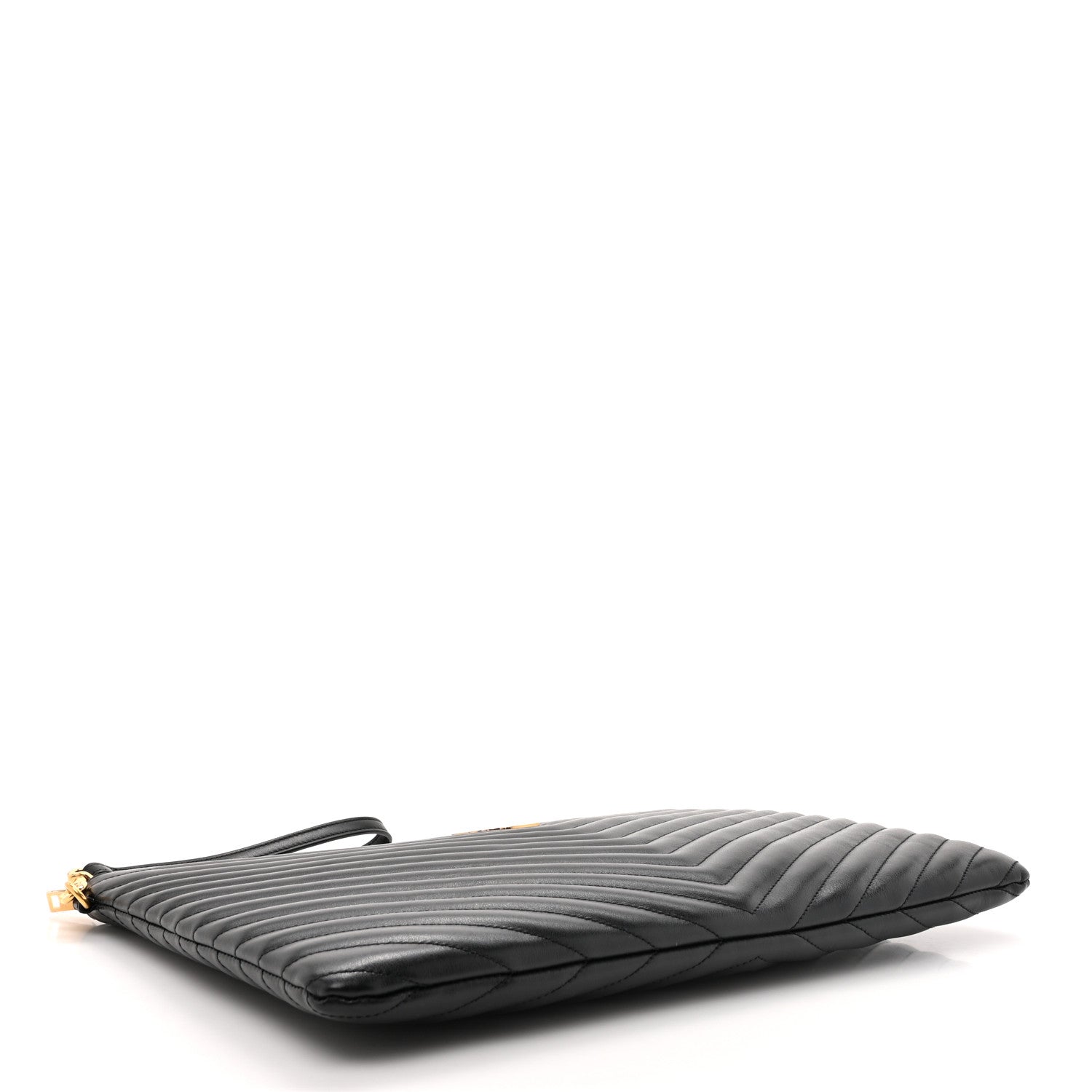 Saint Laurent Calfskin Matelasse Chevron Monogram Document Holder Black 4 of 9