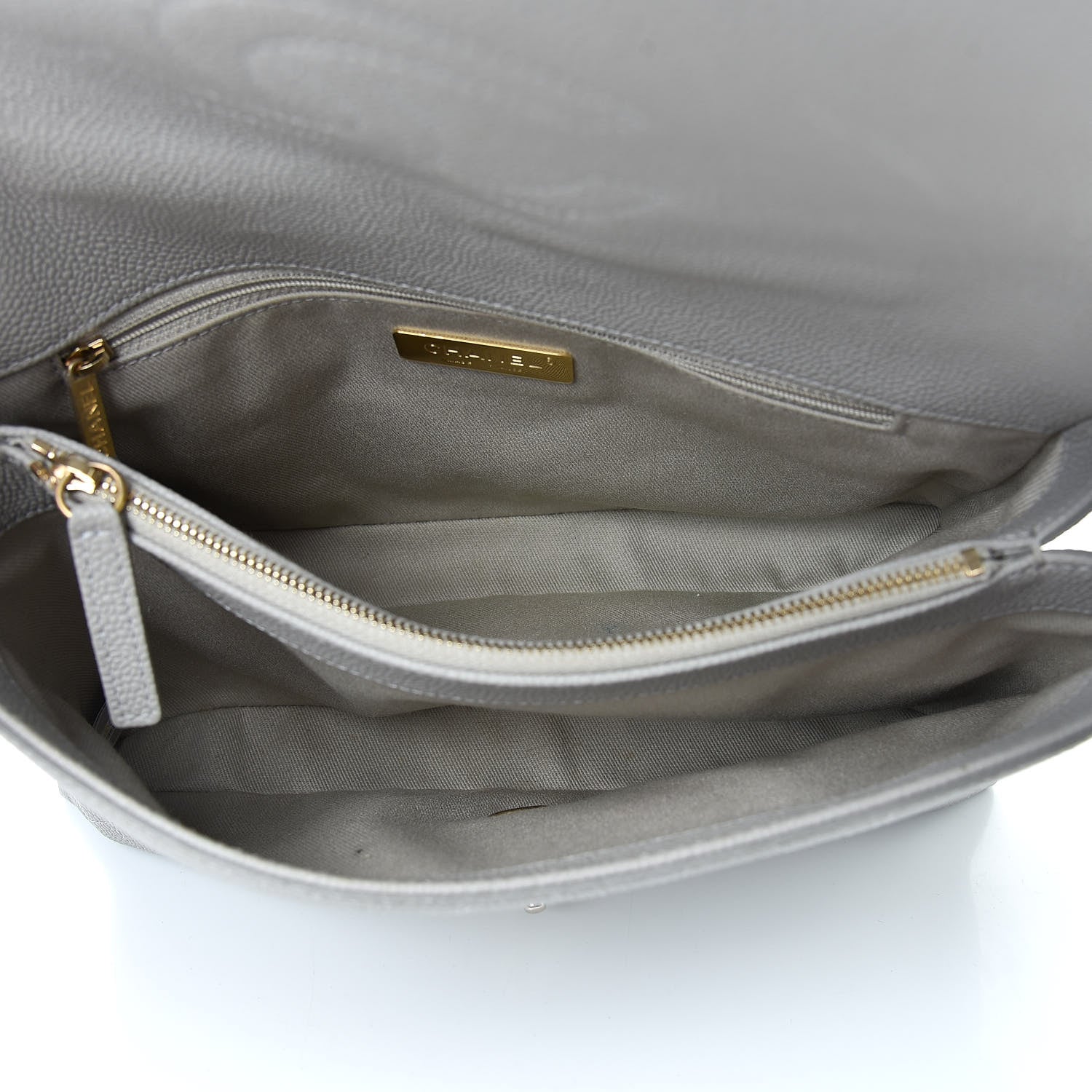 Chanel Grained Calfskin Stitched Flap Grey 7 of 16