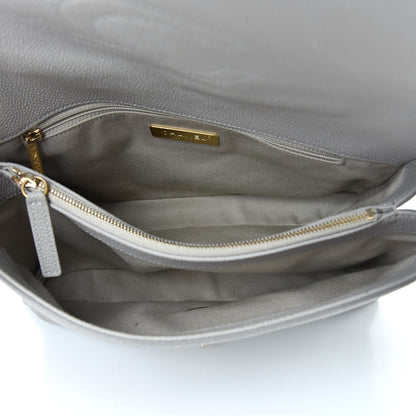 Chanel Grained Calfskin Stitched Flap Grey 7 of 16