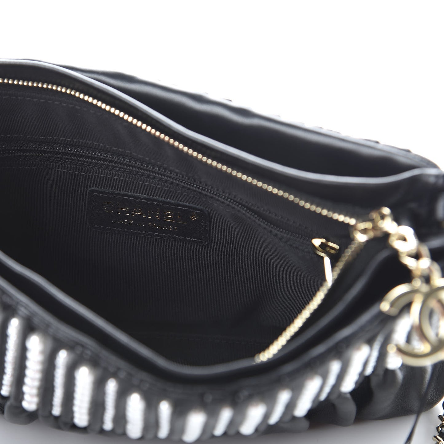 Lambskin Pearl Wristlet Clutch Black