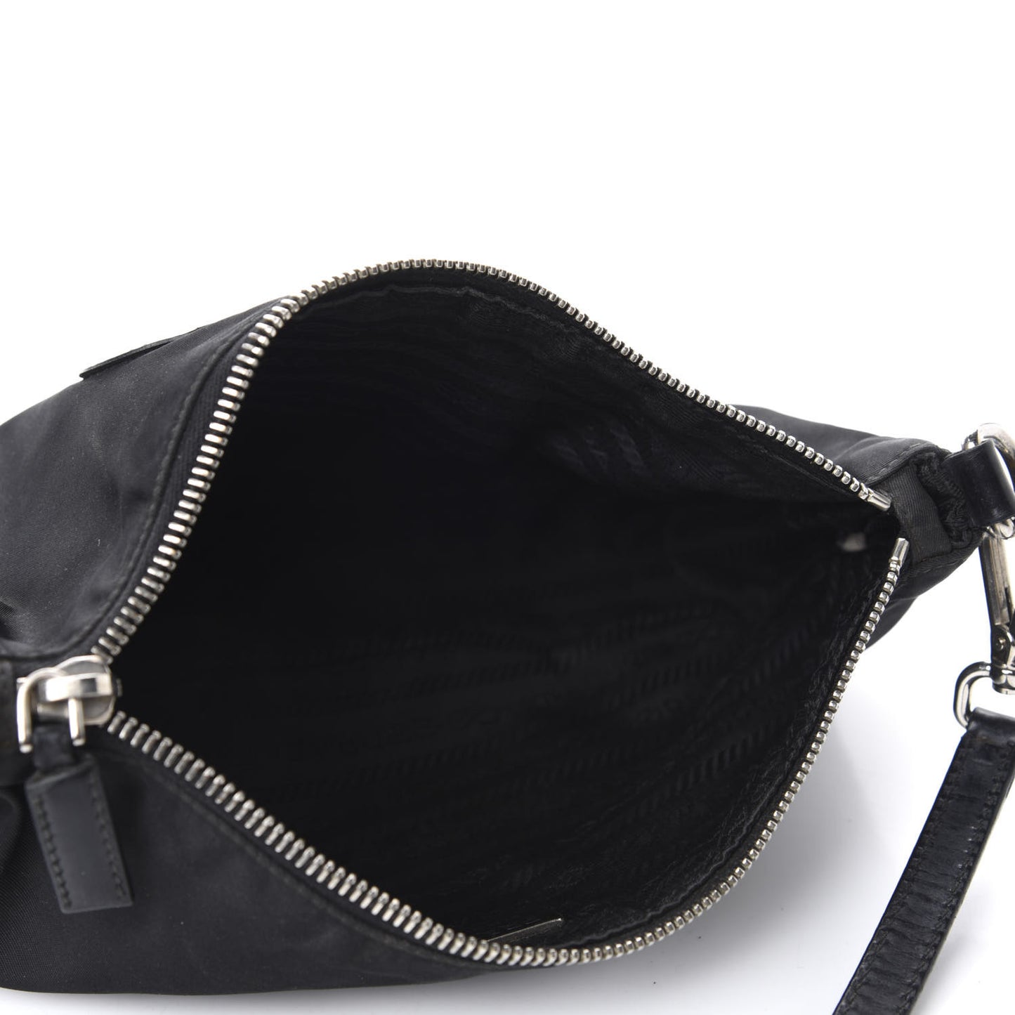 Tessuto Nylon Calfskin Logo Pochette Black