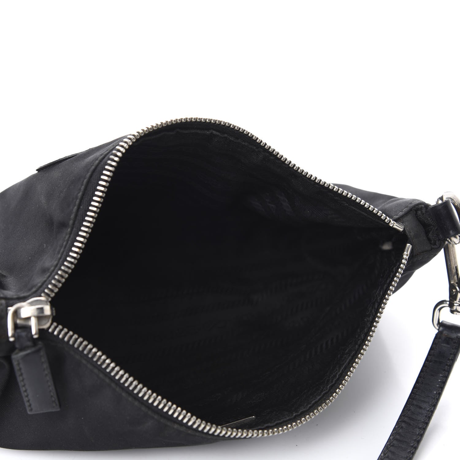 Prada Tessuto Nylon Calfskin Logo Pochette Black 5 of 13