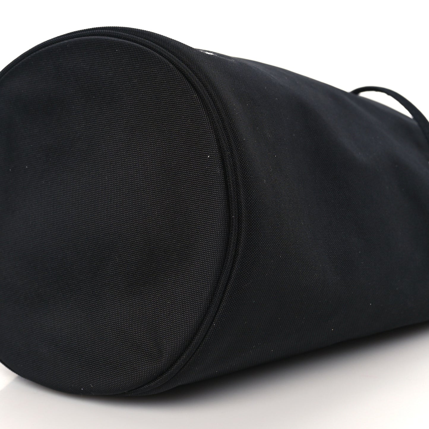 Recycled Sport Nylon Logo Embroidered Wheel Drawstring Bucket Bag Black White