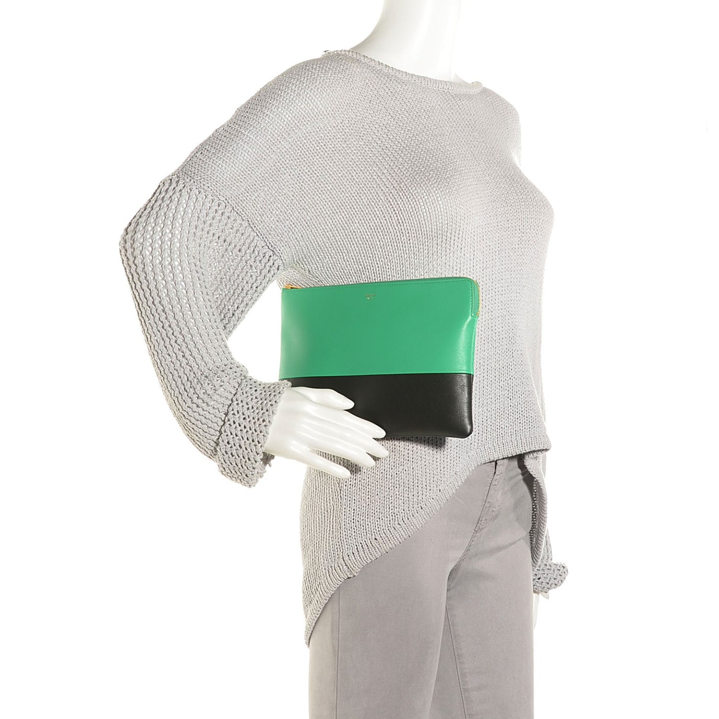 Lambskin Bi-Color Solo Clutch Pouch Palm