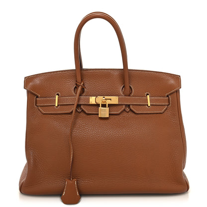 Hermes Taurillon Clemence Birkin 35 Gold 1 of 13