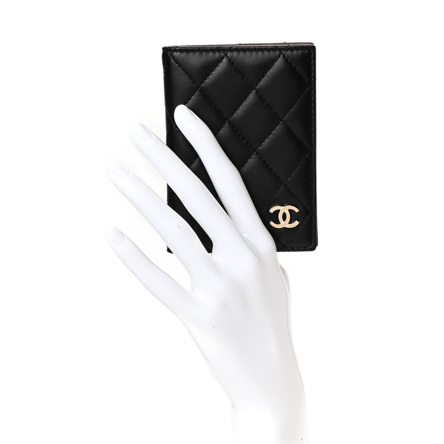 Lambskin Quilted Card Holder Wallet Black