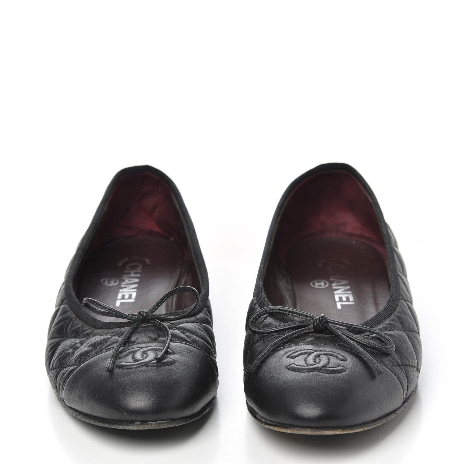 Chanel Aged Calfskin Quilted CC Cap Toe Ballerina Flats 38.5 Black 2 of 20