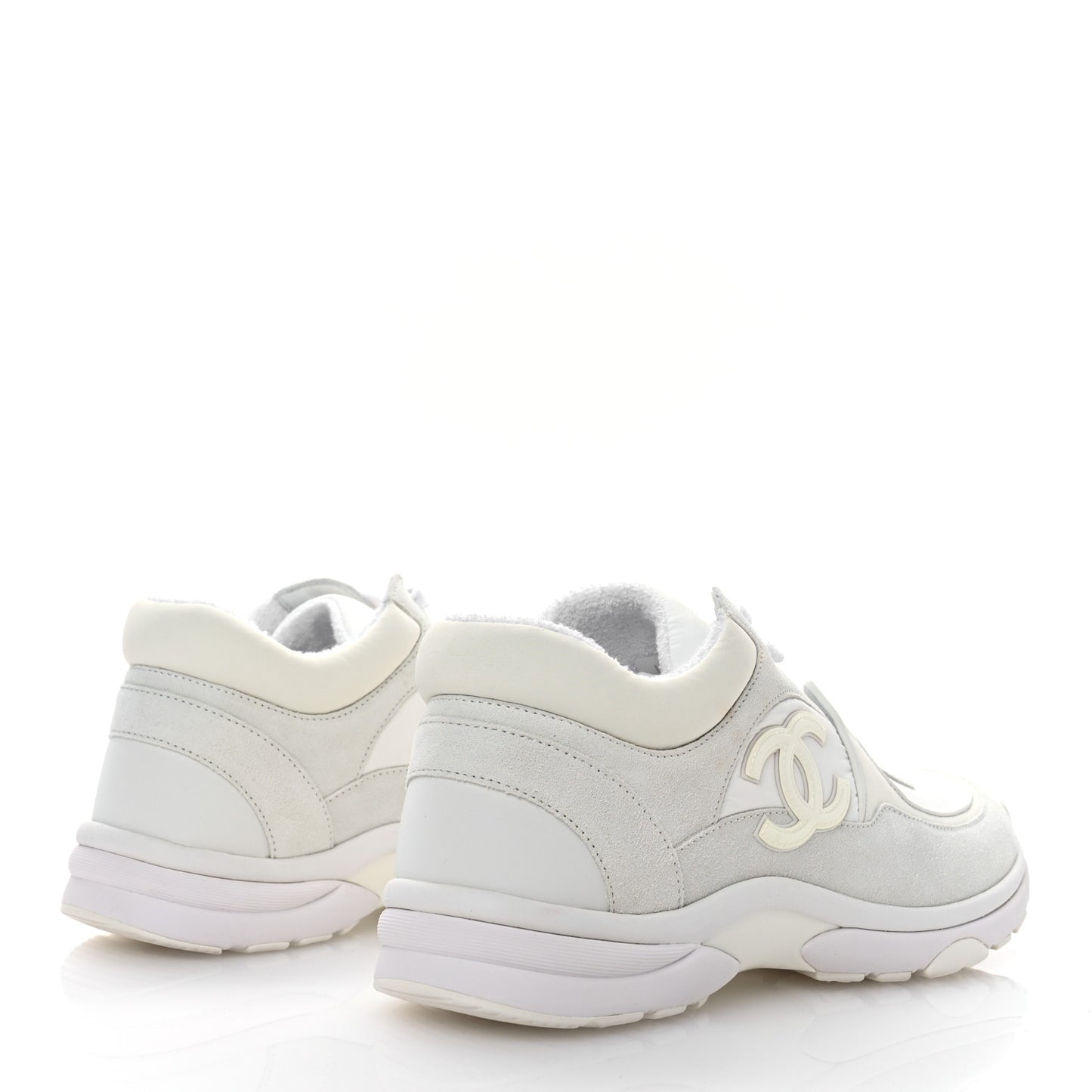 Suede Calfskin Fabric CC Sneakers 38.5 White