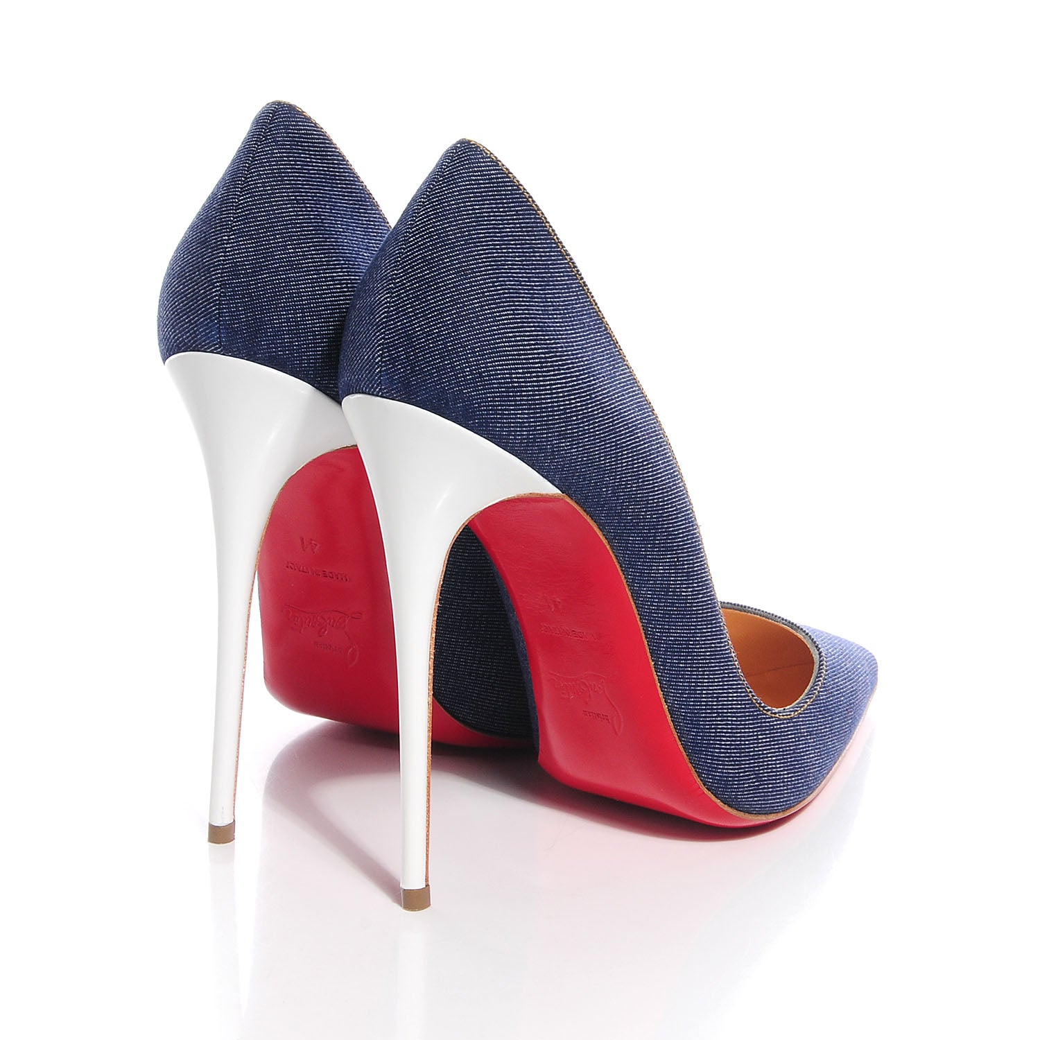 Christian Louboutin Denim Jazz Calf So Kate 120 Pumps Blue White 41 4 of 7