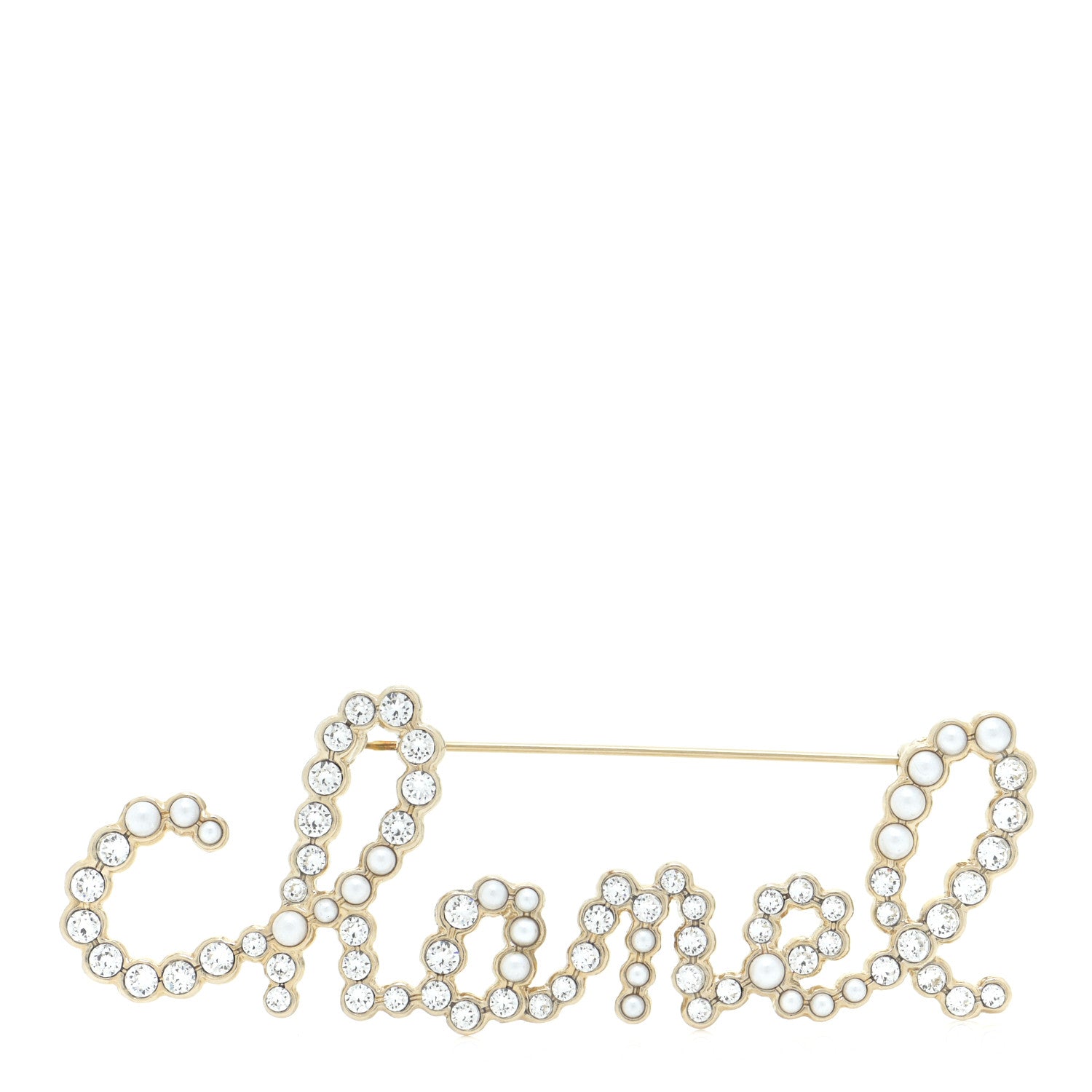 Chanel Metal Glass Swirling Pearls Brooch Pin Gold 2 of 10