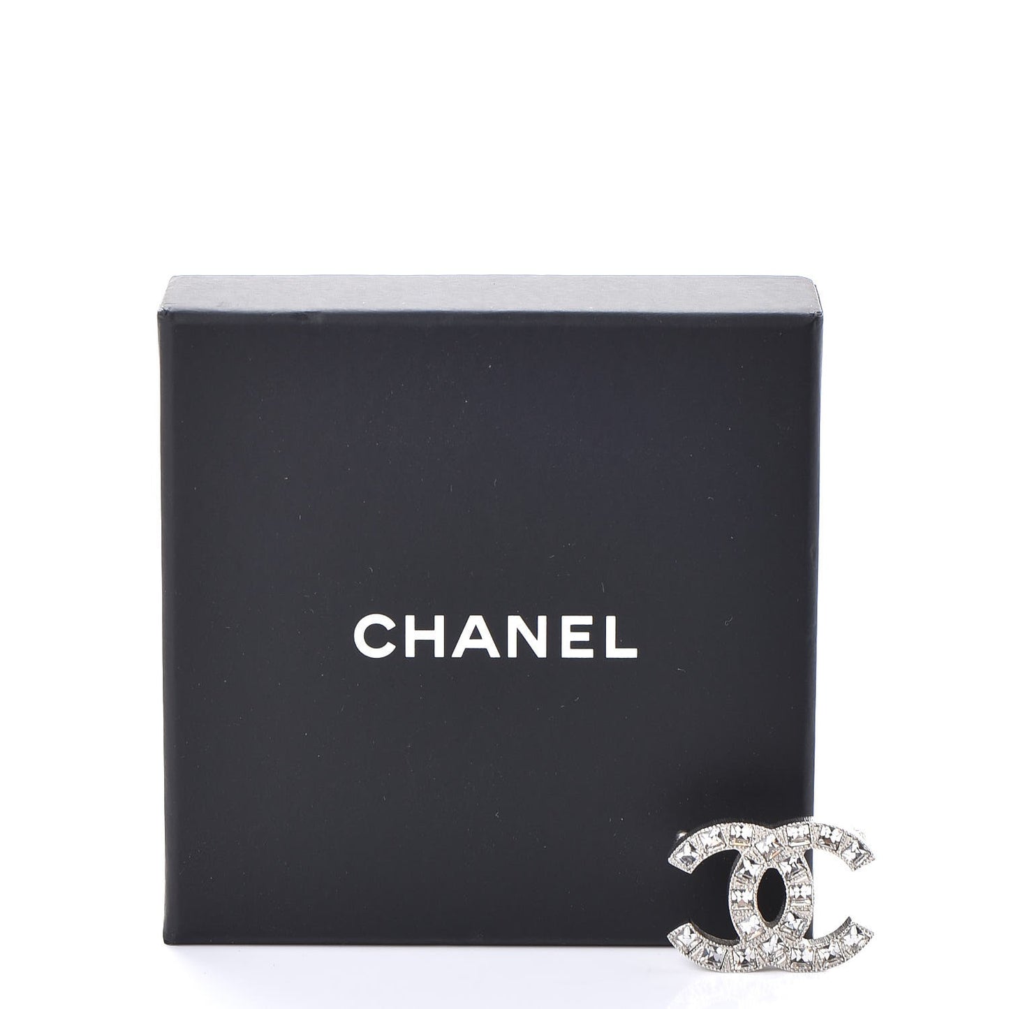 Crystal Baguette CC Mini Brooch Silver