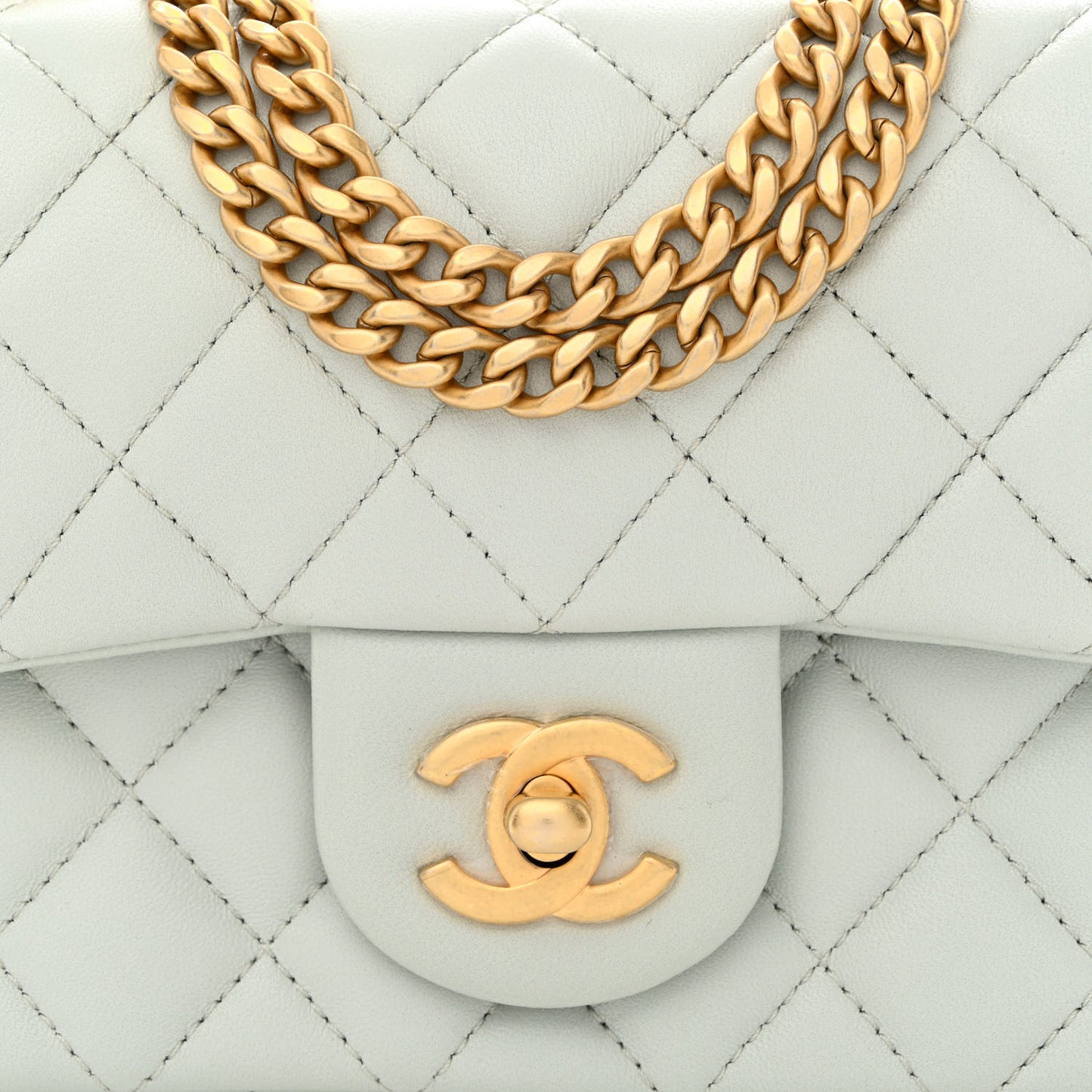 Lambskin Quilted Mini Sweet Camellia Flap Light Blue