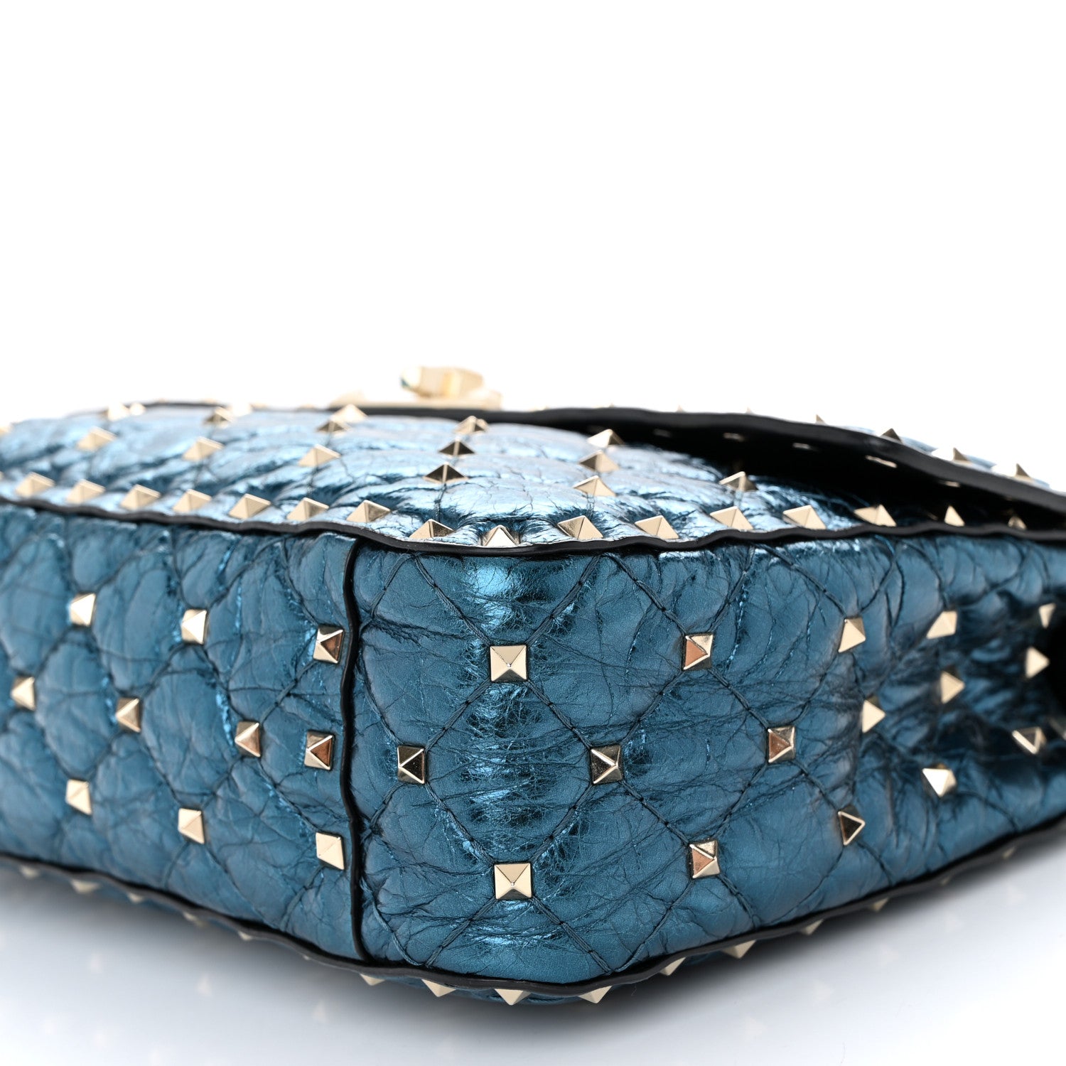 Valentino Garavani Metallic Nappa Medium Rockstud Spike Shoulder Bag Cerulean 9 of 11