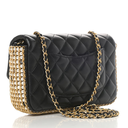 Chanel Lambskin Quilted Mini River of Pearls Flap Bag Black 3 of 12