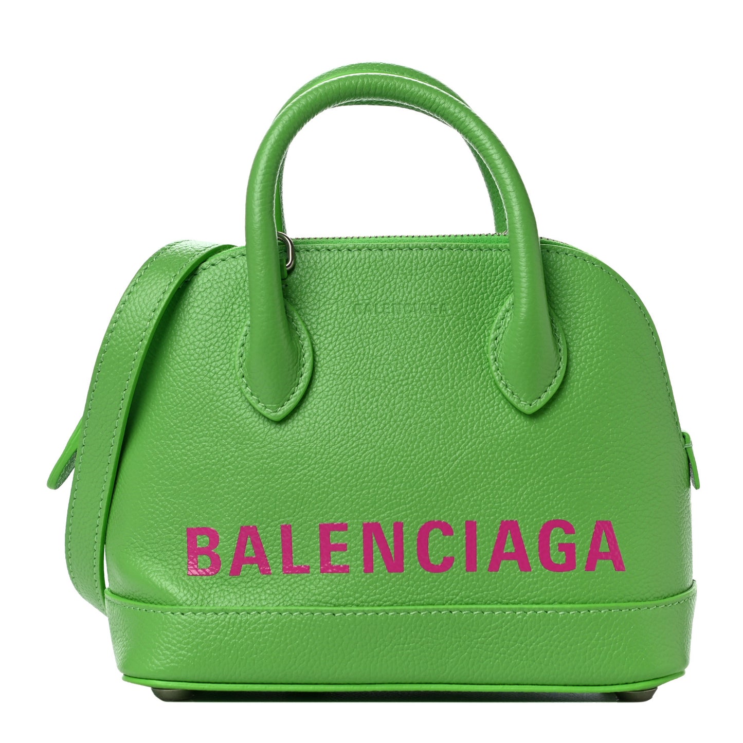 Grained Calfskin XXS Ville Top Handle Bag Light Green Fuchsia