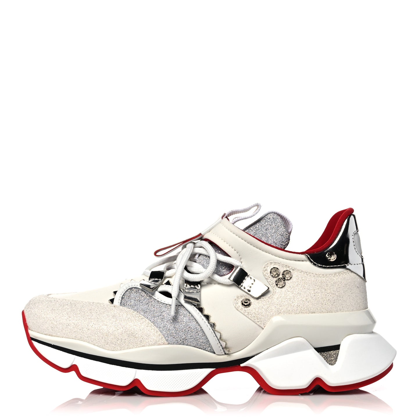Calfskin Glitter Donna Red Runner Sneaker 36.5 White