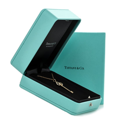 Tiffany 18K Yellow Gold Diamond Crown Key Pendant Necklace 6 of 6