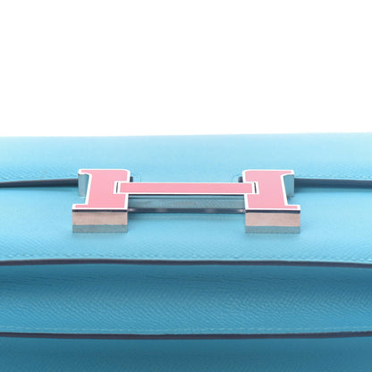 Hermes Epsom Enamel Constance 24 Bleu Du Nord Rouge 18 of 23