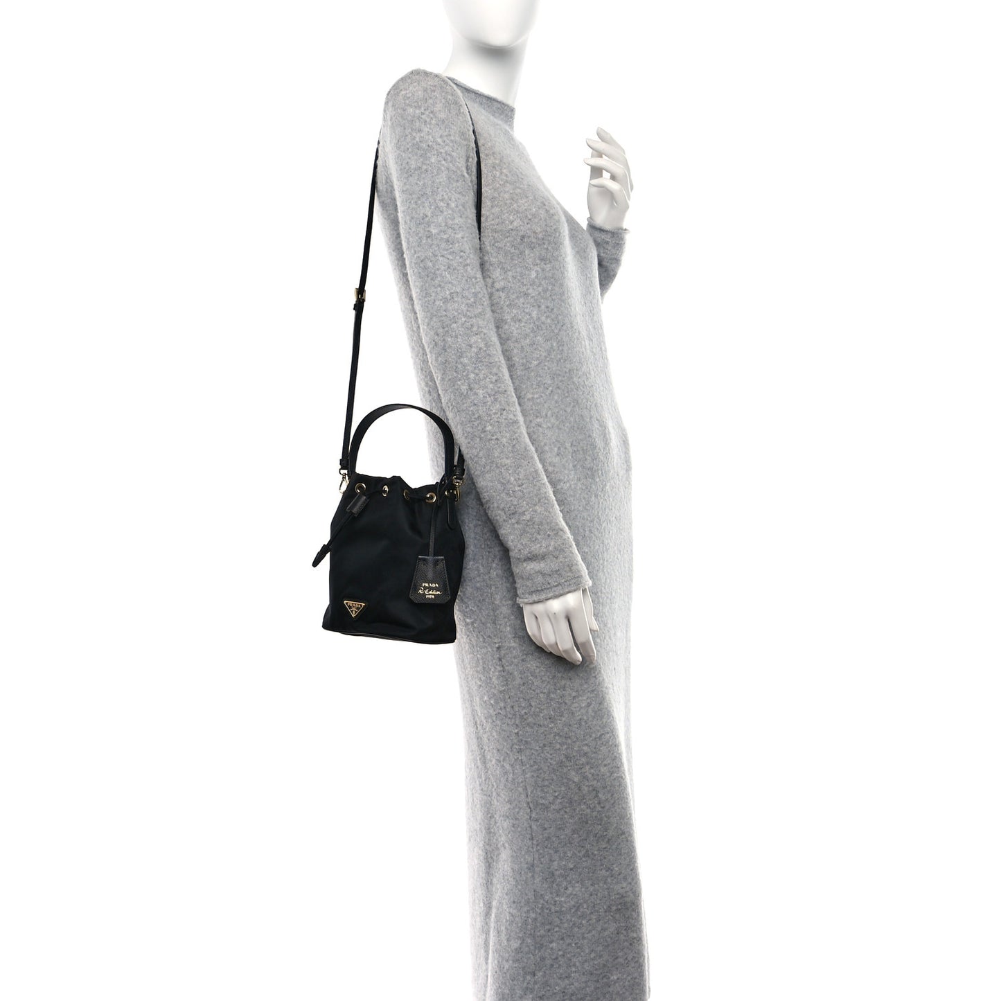 Re-Nylon Saffiano Mini Re-Edition 1978 Bucket Bag Black