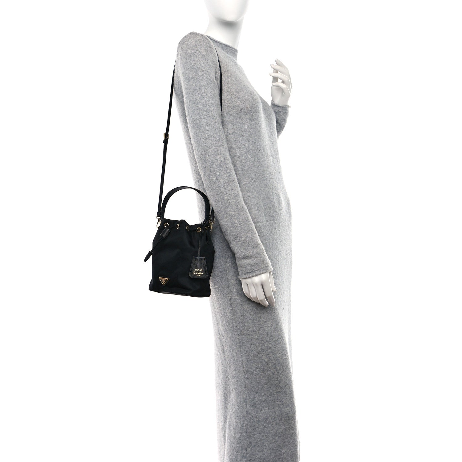 Prada Re-Nylon Saffiano Mini Re-Edition 1978 Bucket Bag Black 2 of 8