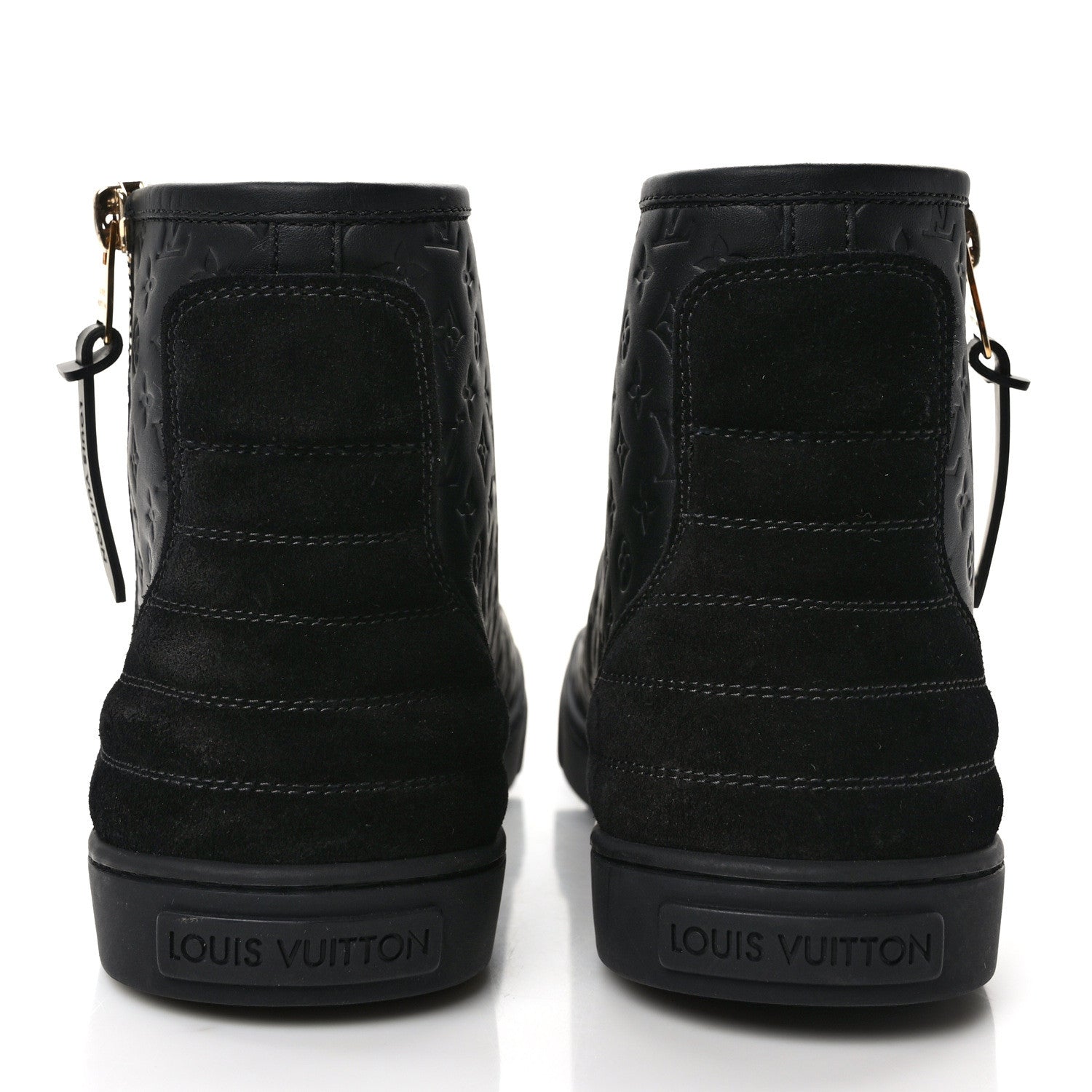 Louis Vuitton Calfskin Embossed Monogram Punchy High Top Sneakers 40 Black 5 of 9