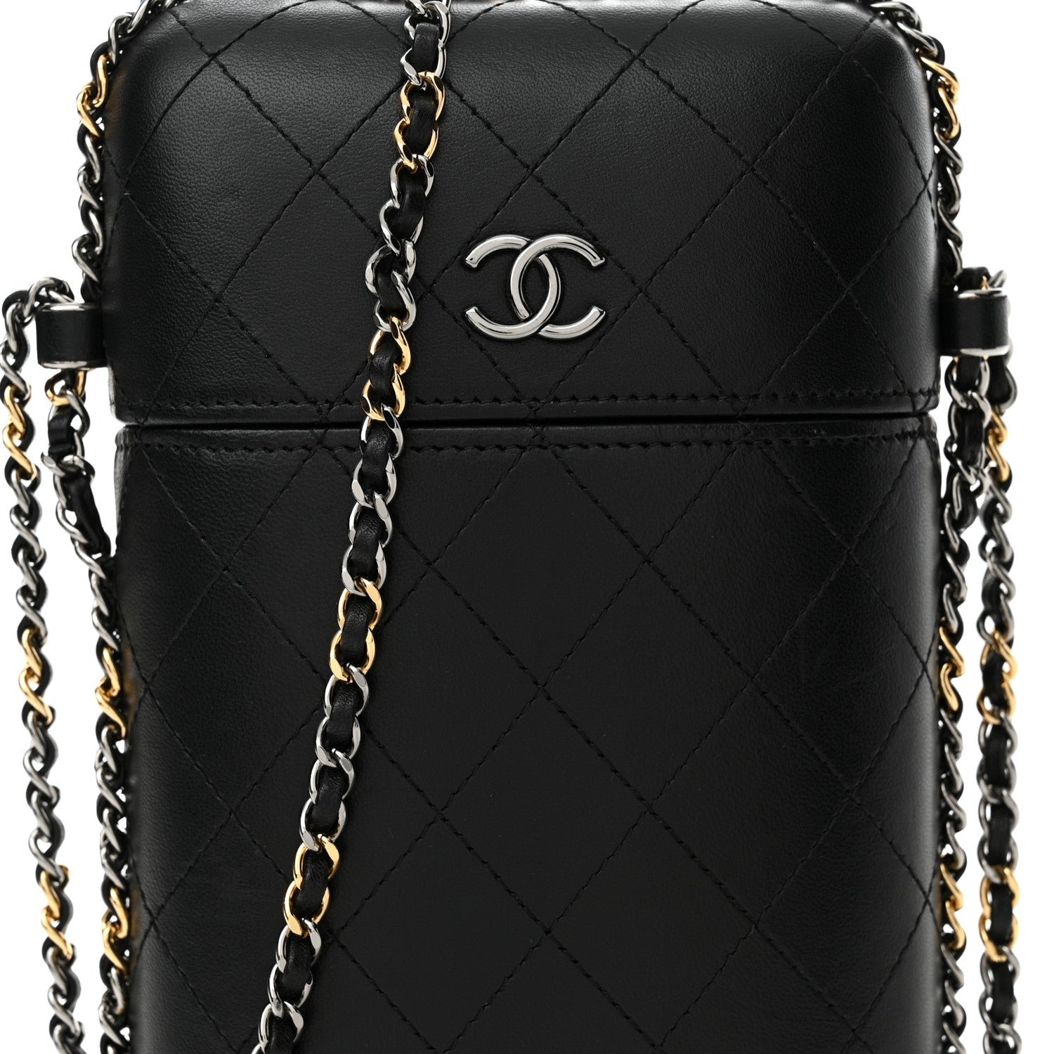 Chanel Lambskin Quilted Chain Around Phone Holder Black 8 of 10