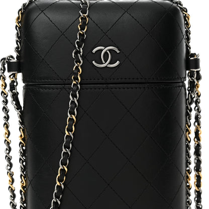 Chanel Lambskin Quilted Chain Around Phone Holder Black 8 of 10