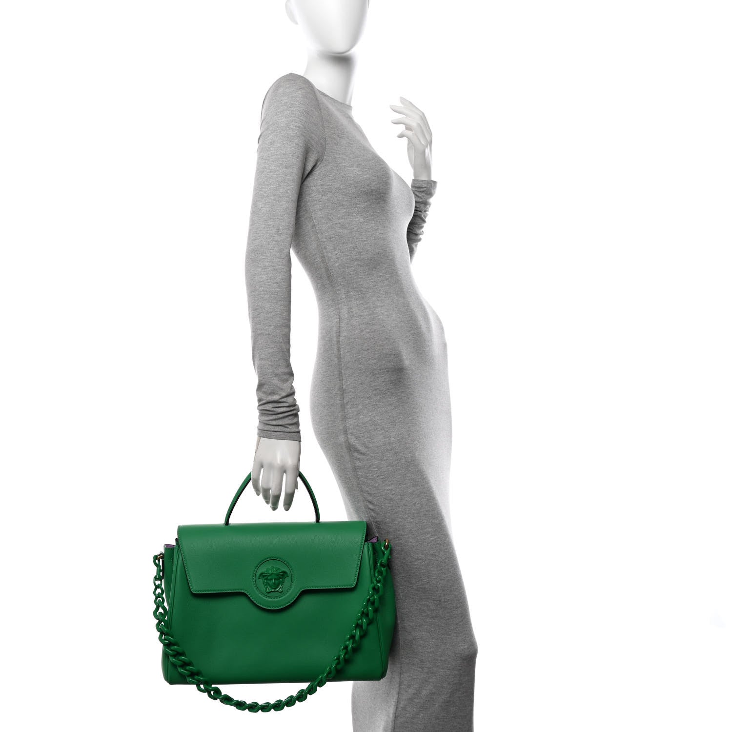 Versace Calfskin Large La Medusa Bag Green 2 of 10