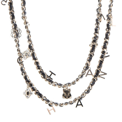 Chanel Lambskin CC Long Chain Necklace Black Gold 1 of 6