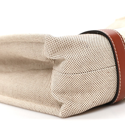 Chloe Cotton Calfskin Medium Woody Ribbon Tote White Brown 9 of 10