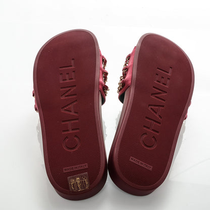 Chanel Satin Chain Flat Sandals 41 Dark Fuchsia 5 of 7