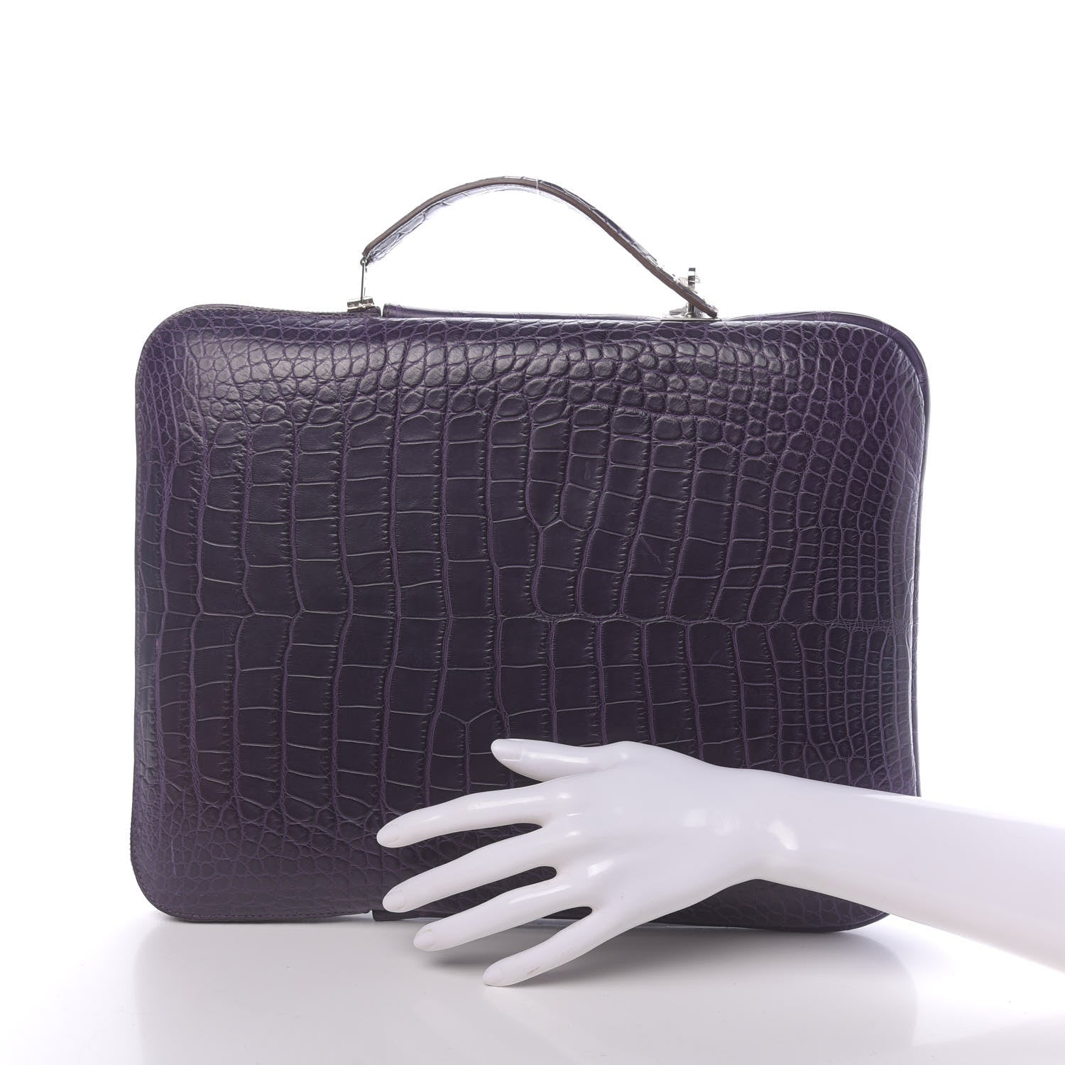 Hermes Matte Alligator Petit H Laptop Case Amethyst 640365