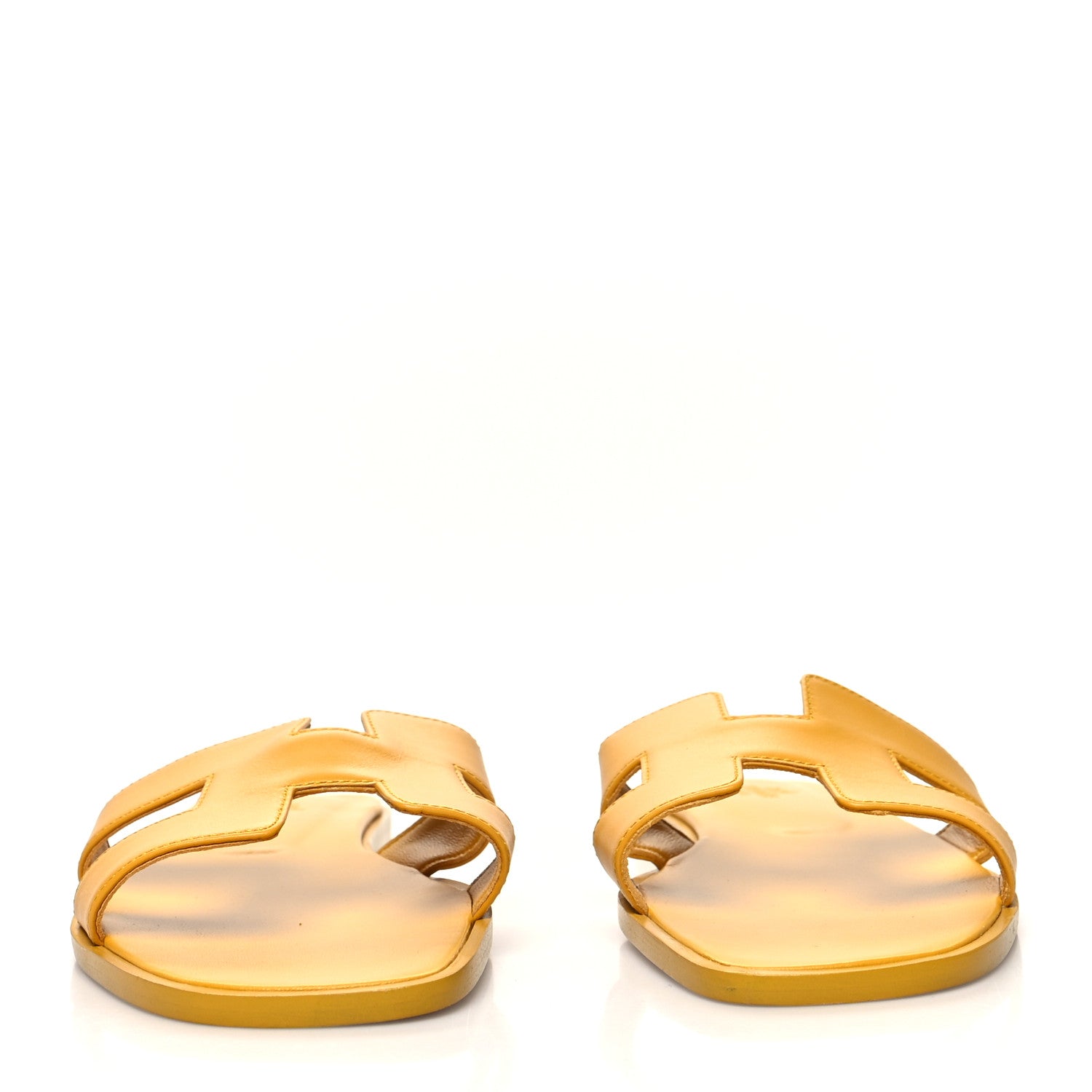 Hermes Box Calfskin Oran Sandals 40 Jaune Citron 2 of 8